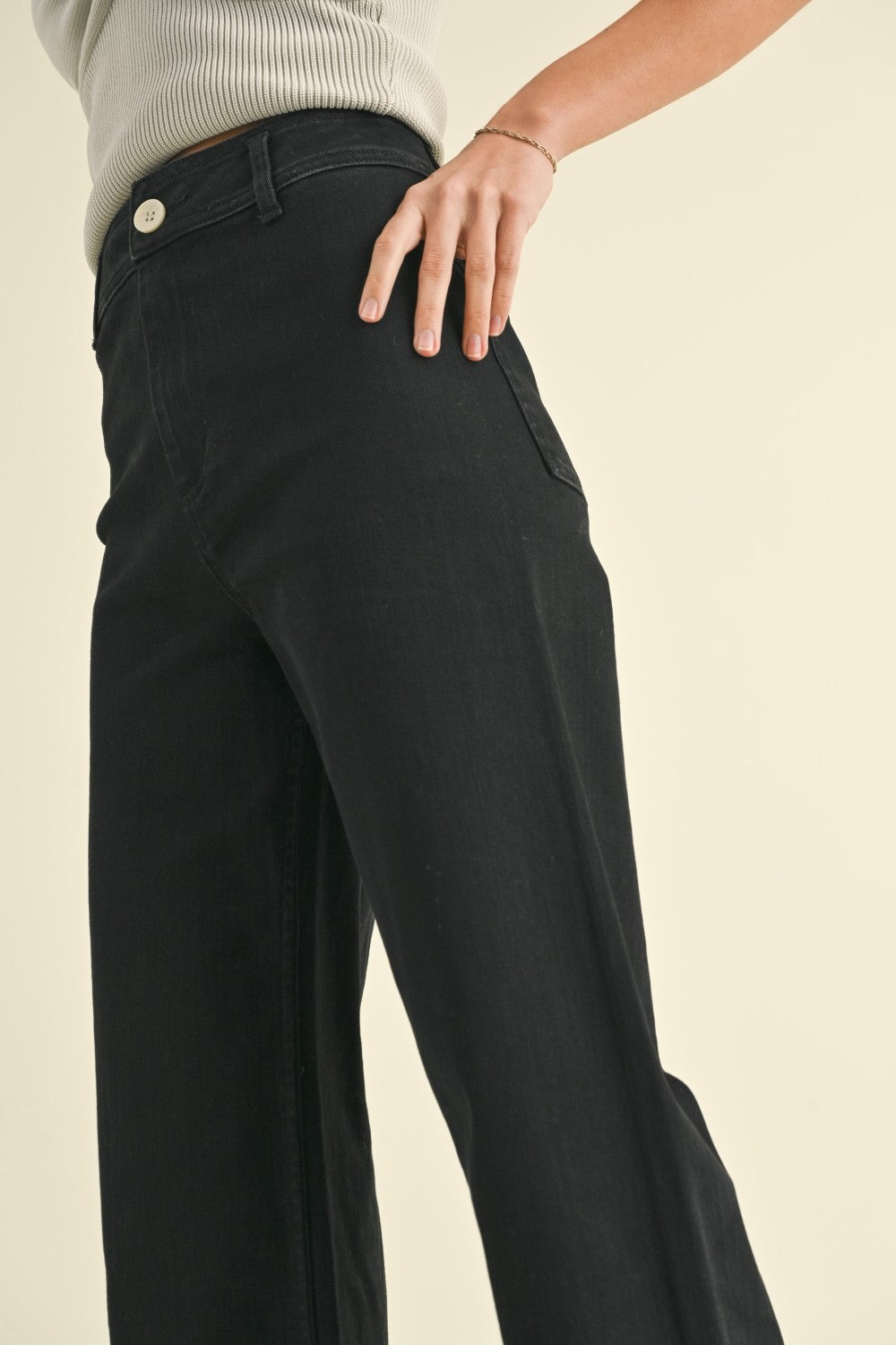 Miou Muse - High Rise Raw Hem Crop Wide Leg Pant - (29" Inseam) - MMP623-SaltTree