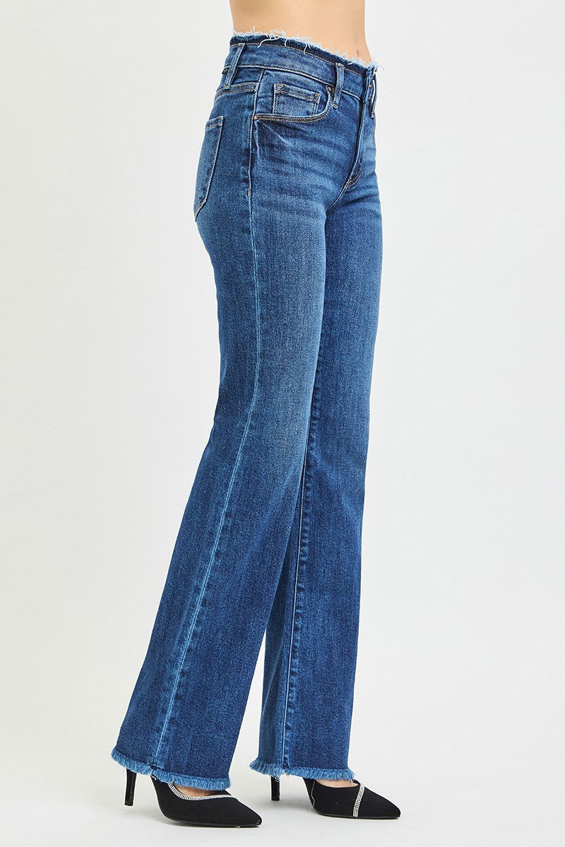 Risen Jean - Mid-Rise Bootcut Jeans with Frayed Waistband and Hem Detail (32.5" Inseam) - PB21475