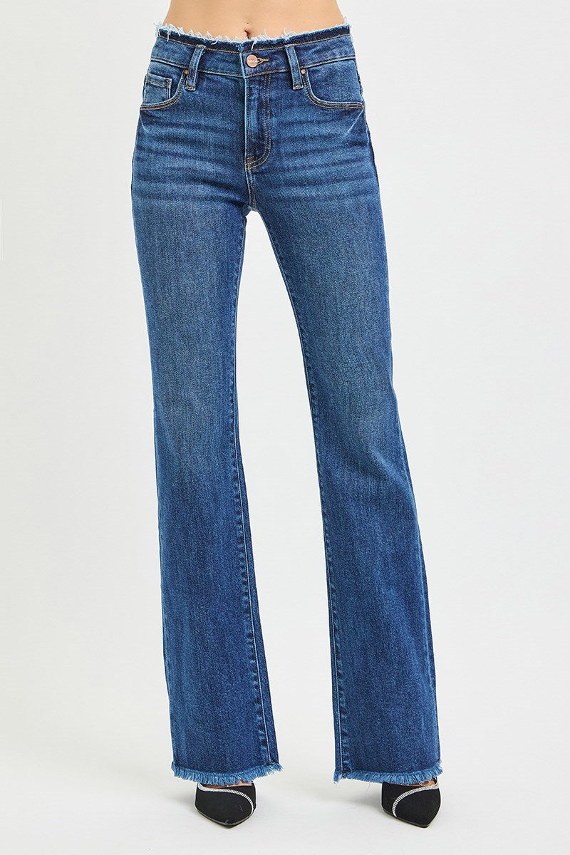 Risen Jean - Mid-Rise Bootcut Jeans with Frayed Waistband and Hem Detail (32.5" Inseam) - PB21475
