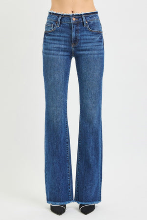 Risen Jean - Mid-Rise Bootcut Jeans with Frayed Waistband and Hem Detail (32.5" Inseam) - PB21475
