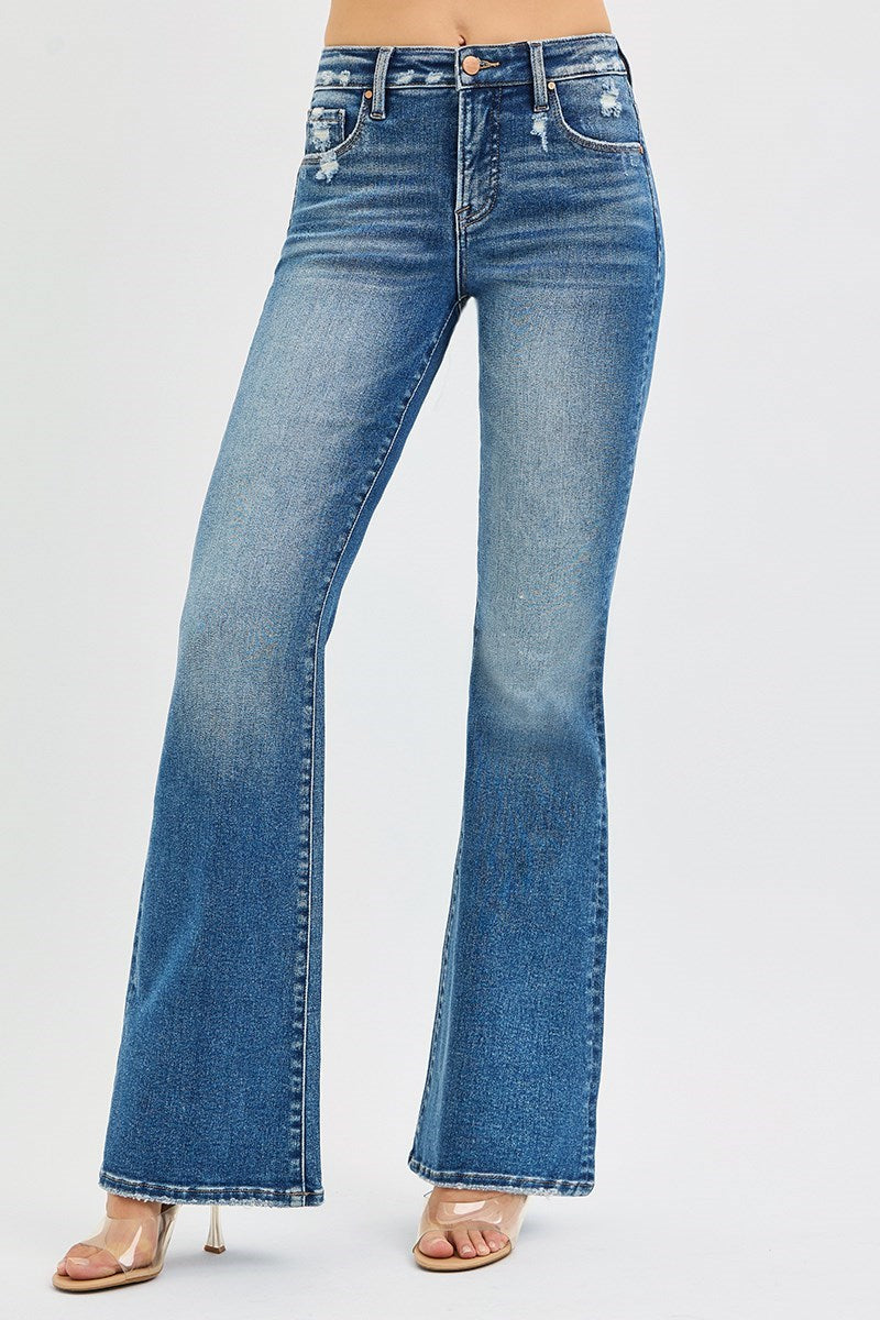 Risen Jeans - Tummy Control High Rise Flare Jeans - PF21348 - SaltTree
