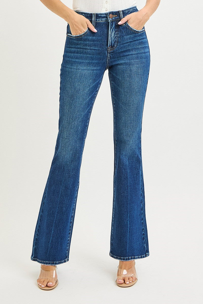 Risen Jeans - Tummy Control 4-Way Stretch High Rise Flare Jeans - PF21487 - SaltTree