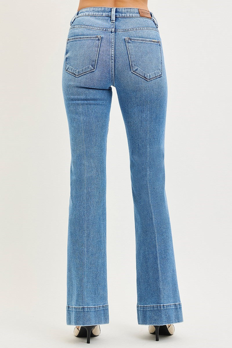Risen Jeans - Mid-Rise Tummy Control 4-Way Stretch Flare Jeans (33" Inseam) - PF21652