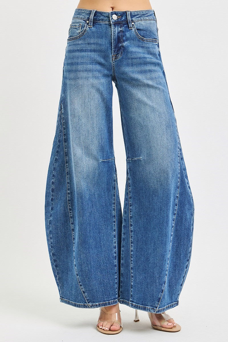 Risen Jeans - Slouchy Barrel Curvy Sideseam Jeans (30" Inseam) - PG21597-SaltTree