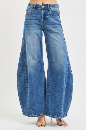 Risen Jeans - Slouchy Barrel Curvy Sideseam Jeans (30" Inseam) - PG21597-SaltTree