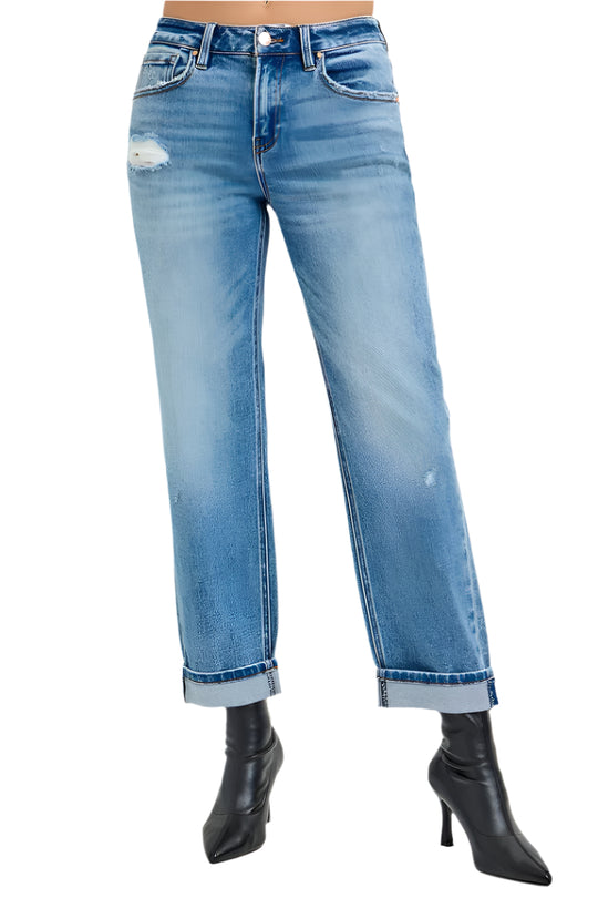 Risen Jeans - High Rise Ankle Boyfriend Distressed Jeans - PGA21013