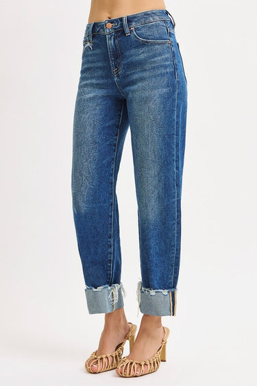Risen Jeans - High Rise Crop Boyfriend Cuffed Jeans (27.5" Inseam) - PGA21295-SaltTree