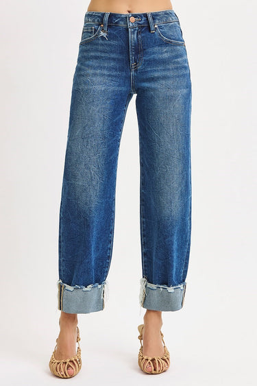 Risen Jeans - High Rise Crop Boyfriend Cuffed Jeans (27.5" Inseam) - PGA21295-SaltTree