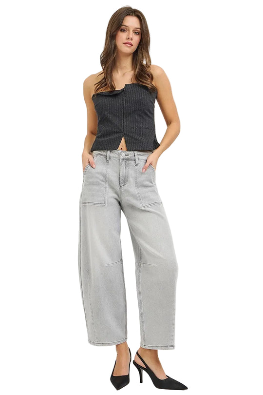Risen Jeans - Slouchy Cropped Barrel Jeans (26.5" Inseam) - PGC21716