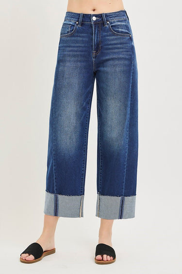 Risen Jeans - Slouchy Crop Barrel Cuffed Jeans (25.5" / 29.5" Inseam) - PGC21750-SaltTree