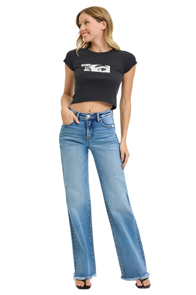 Risen Jeans - Tummy Control High Rise Long Straight Jeans - PS21108 - SaltTree
