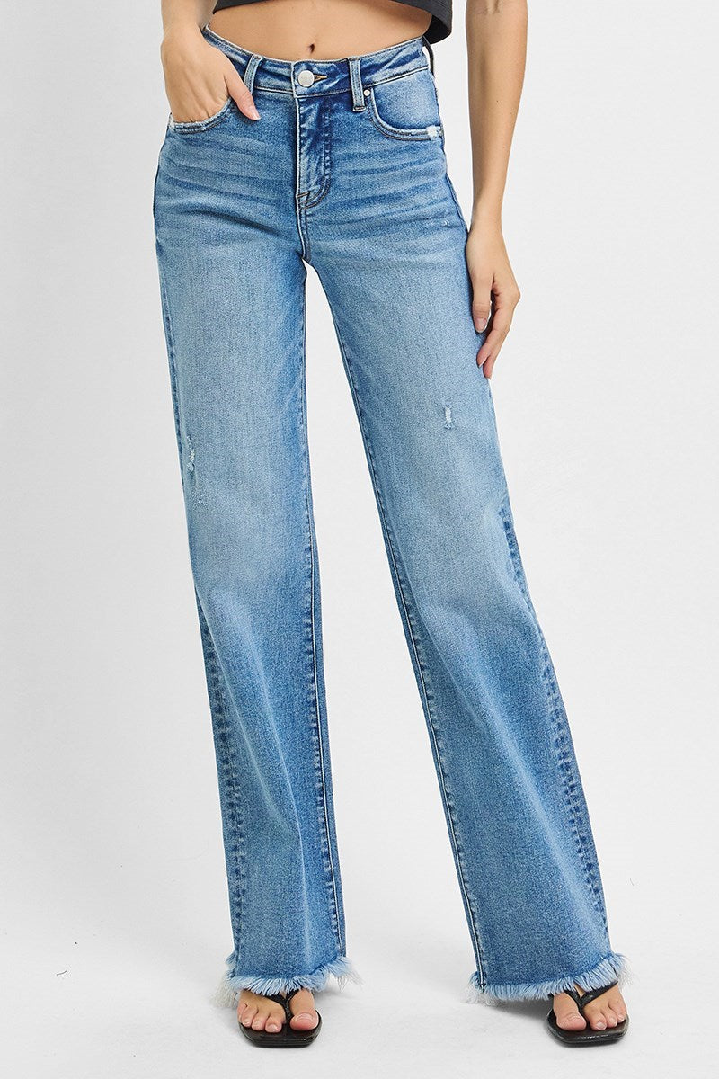 Risen Jeans - Tummy Control High Rise Long Straight Jeans - PS21108 - SaltTree