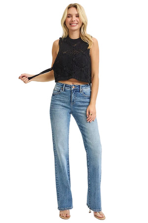 Risen Jeans - Tummy Control High Rise Straight Jeans (32" Inseam) - PS21354-SaltTree