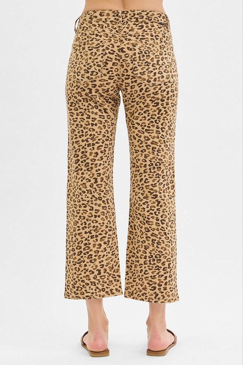 Risen Jeans - Leopard Mid Rise Ankle Slim Straight Pants (27.5" Inseam) - PSA21145-SaltTree