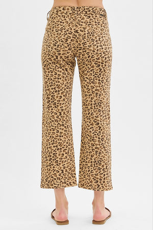 Risen Jeans - Leopard Mid Rise Ankle Slim Straight Pants (27.5" Inseam) - PSA21145-SaltTree