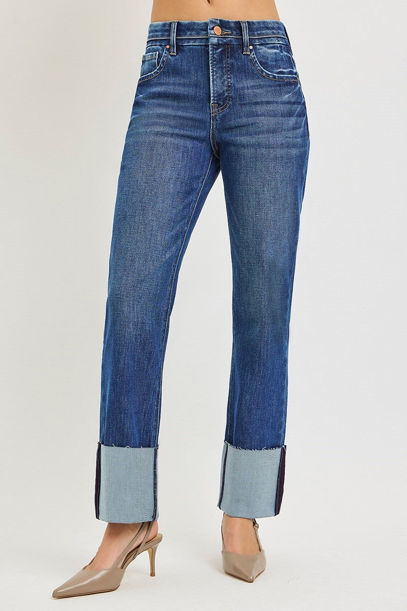 Risen Jeans - Tummy Control 4-Way Stretch High Rise Ankle Straight Jeans (28"-33.5" Inseam) - PSA21651-SaltTree