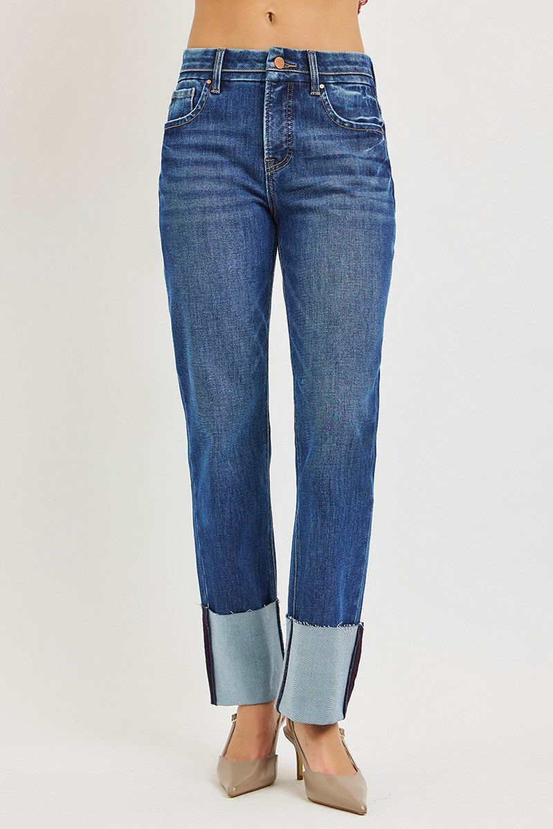 Risen Jeans - Tummy Control 4-Way Stretch High Rise Ankle Straight Jeans (28"-33.5" Inseam) - PSA21651-SaltTree