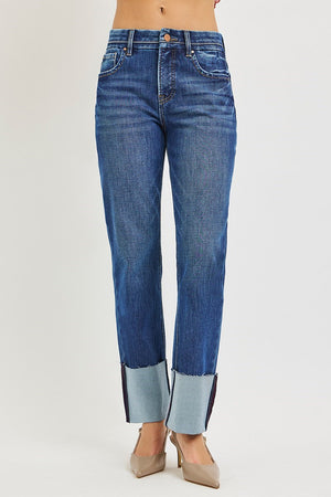 Risen Jeans - Tummy Control 4-Way Stretch High Rise Ankle Straight Jeans (28"-33.5" Inseam) - PSA21651-SaltTree