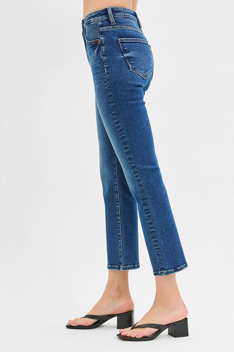 Risen Jeans - Tummy Control High Rise Crop Straight Jeans - PSC21045D - SaltTree