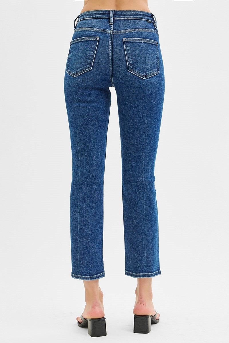 Risen Jeans - Tummy Control High Rise Crop Straight Jeans - PSC21045D - SaltTree