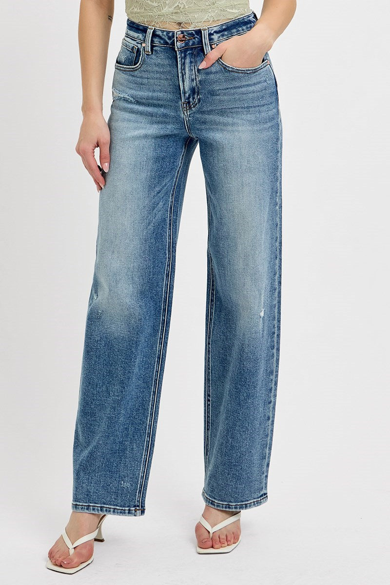 Risen Jeans - High Rise Wide Leg Baggy Jeans - PW21125 - SaltTree