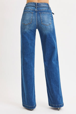 Risen Jeans - High Rise Wide Leg Belted Jeans - PW21361 - SaltTree