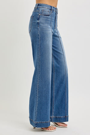 Risen Jeans - Tummy Control High Rise Ankle Wide Front Pintuck Jeans - PWA21011 - SaltTree