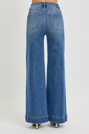 Risen Jeans - Tummy Control High Rise Ankle Wide Front Pintuck Jeans - PWA21011 - SaltTree