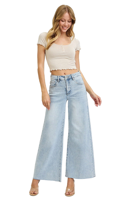 Risen Jean - High Rise Ankle Wide Palazzo Jeans - PWA21038L
