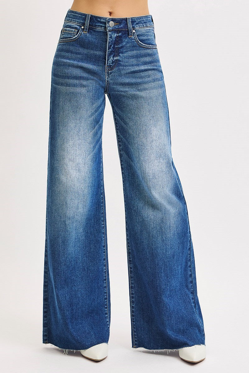 Risen Jeans - Tummy Control High Rise Ankle Palazzo Jeans - PWA21114M - SaltTree