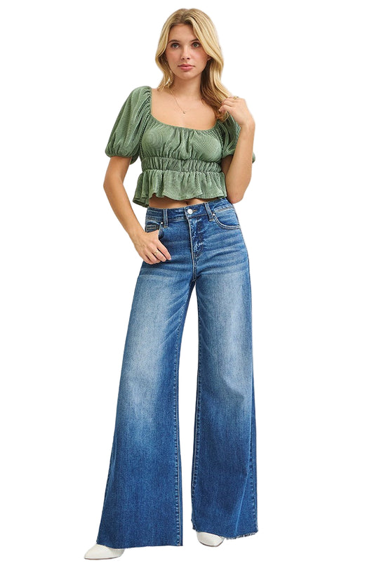 Risen Jeans - Tummy Control High Rise Ankle Palazzo Jeans - PWA21114M