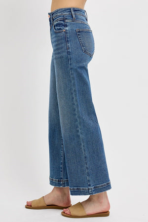 Risen Jeans - High Rise Crop Wide Front Yoke Detailed Jeans - PWC21059