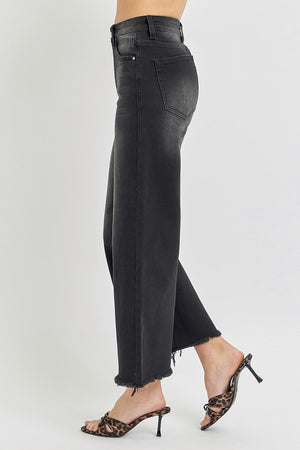 Risen Jeans - High Rise Frayed Ankle Wide Jeans - RDP1025 - SaltTree