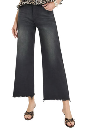 Risen Jeans - High Rise Frayed Ankle Wide Jeans - RDP1025 - SaltTree