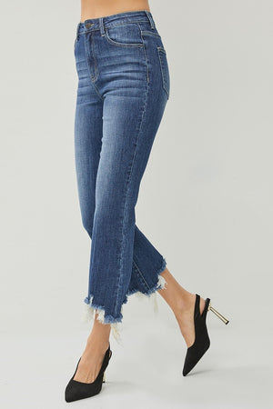 Risen Jean - High Rise Frayed Hem Ankle Flare Jeans - RDP1059 - SaltTree