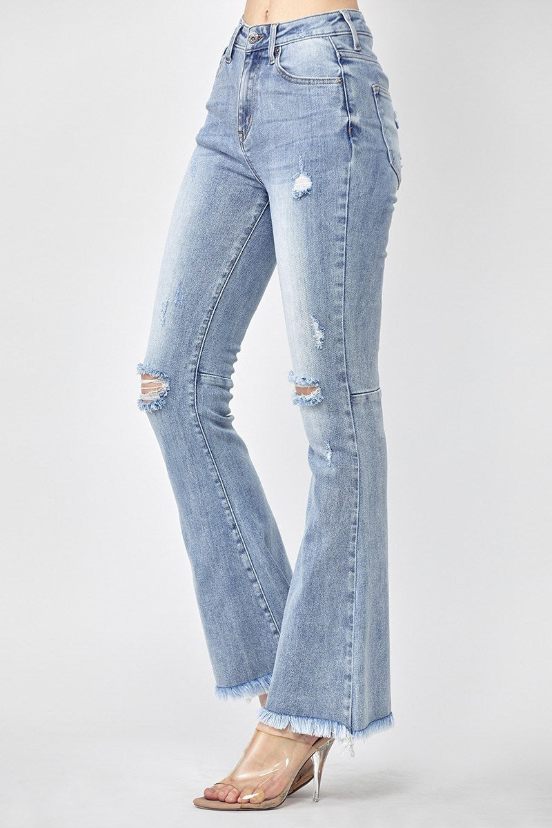 Risen Jeans - High Rsie Distressed Hem Flare - RDP1295 - SaltTree