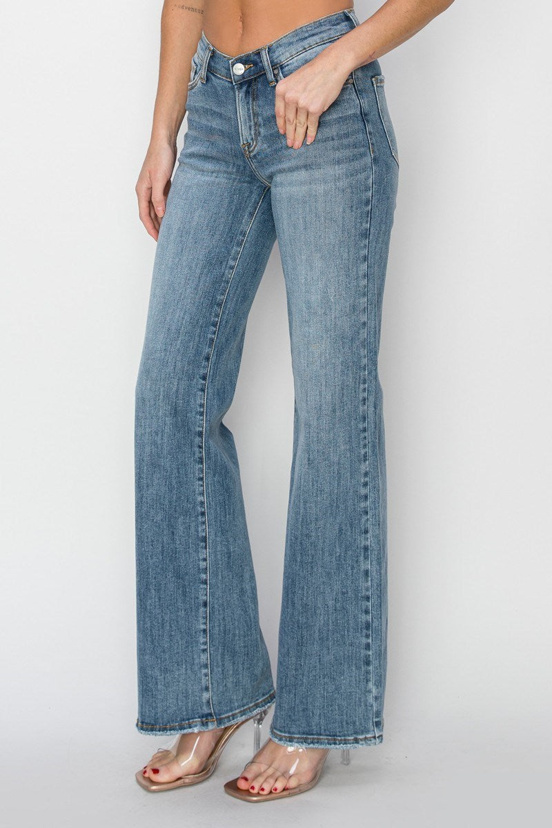 Risen Jeans - Dipped V Wide Leg Jeans - RDP5276 | SaltTree
