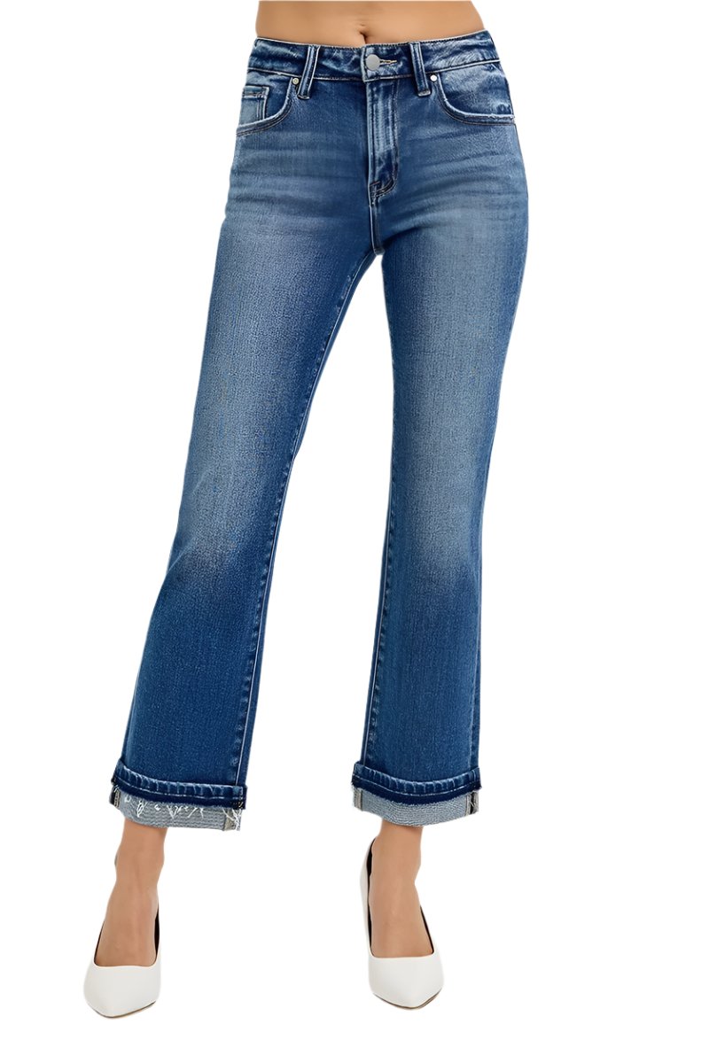 Risen Jeans - Mid Rise Ankle Slim Straight Jeans - RDP5311 - SaltTree
