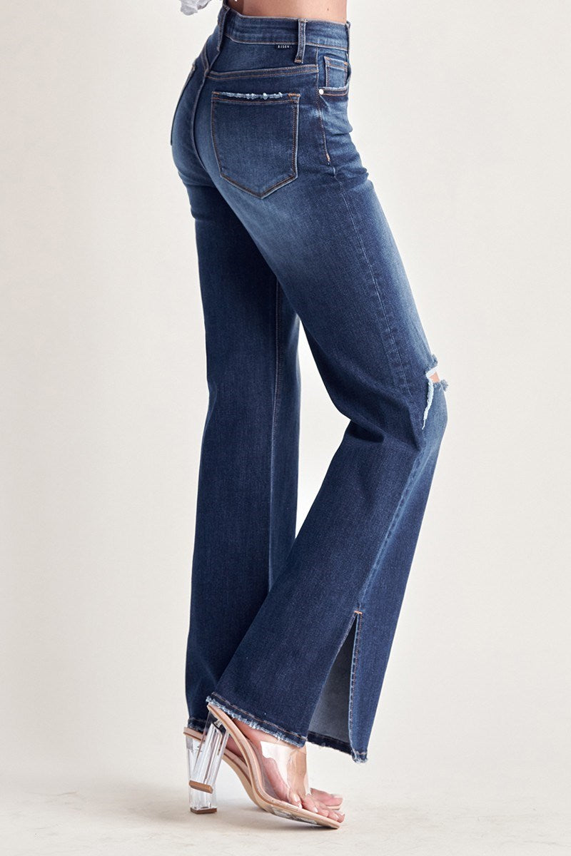 Risen Jeans - High Rise Distressed Wide Flare Jeans - RDP5385 - SaltTree
