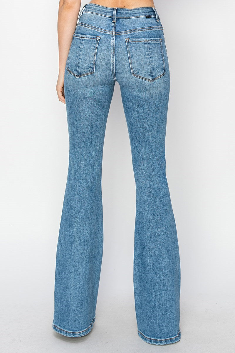 Risen Jeans - Mid Rise Basic Flare Jeans - RDP5404 - SaltTree