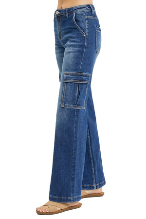 Risen Jean - High Rise Wide Cargo Jeans - RDP5489 - SaltTree