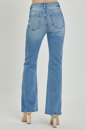 Risen Jeans - High Rise Raw Hem Straight Leg With Slit Jeans - Plus Size - RDP5525x
