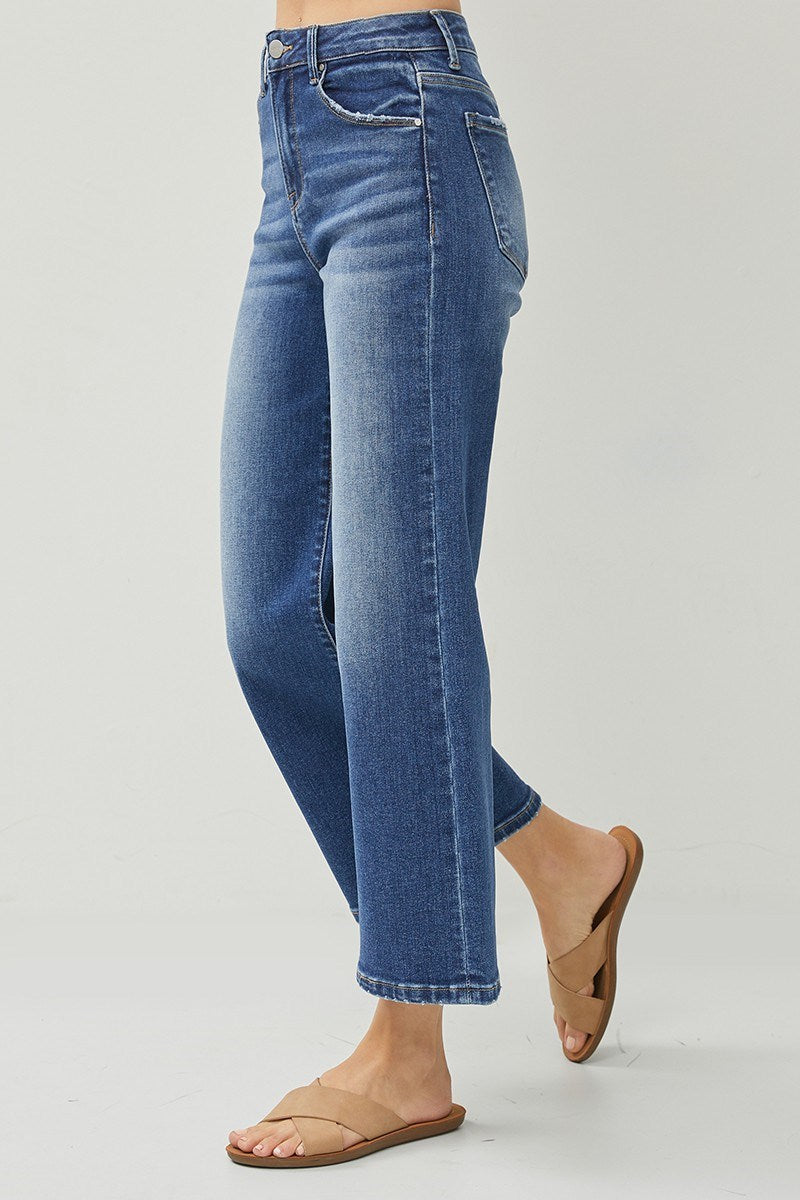 Risen Jeans - High Rise Wide Crop Jeans - RDP5531D - SaltTree