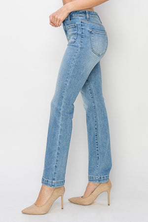 Risen Jeans - High Rise Ankle Bootcut Patch Pocket Jeans - RDP5610