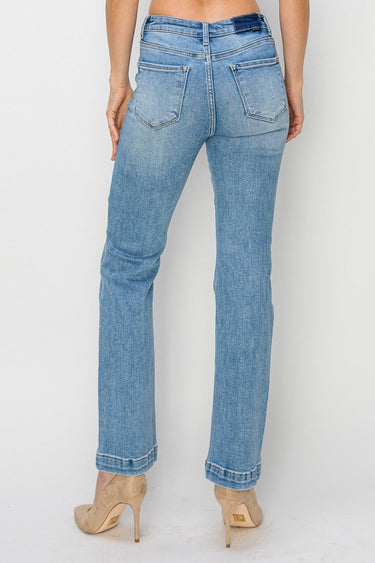 Risen Jeans - High Rise Ankle Bootcut Patch Pocket Jeans in Vintage Medium Indigo (30" Inseam) - RDP5610 - Final Sale-SaltTree