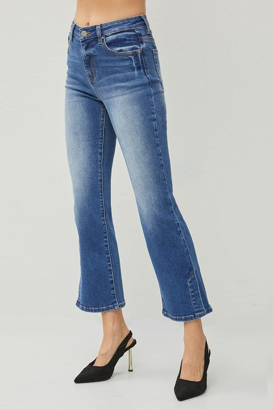 Risen Jeans - High Rise Front Patch Pocket Ankle Bootcut Jeans - RDP5563