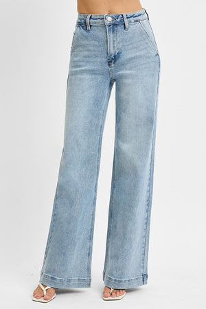 Risen Jeans - High Rise Wide Leg Slanted Pocket Jeans - RDP5660HD