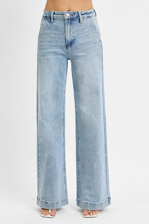 Risen Jeans - High Rise Wide Leg Slanted Pocket Jeans - RDP5660HD
