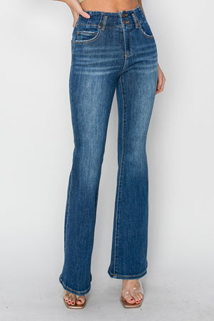 Risen Jeans - High Rise Seam Detailed Flare Jeans - RDP5668 - SaltTree