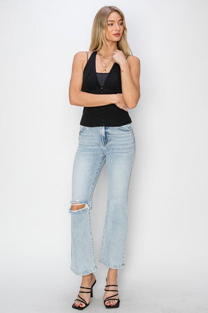Risen Jeans - High Rise Distressed Ankle Flare Jeans - RDP5696L - SaltTree